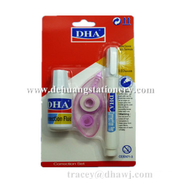 Hot-Selling Correction Pen Fluid and Tape Set with Promotion Packing